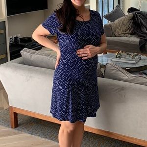 Seraphine Navy Polka Dot Dress